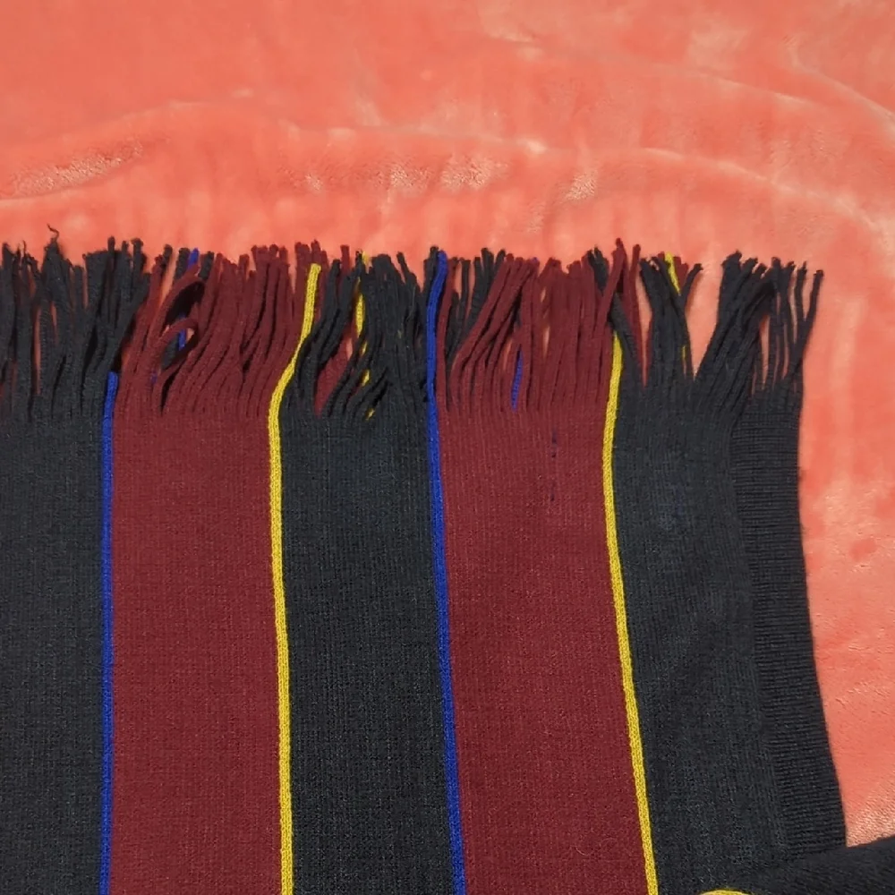 Roundtree & Yorke Burgundy and Yellow Striped Scarf